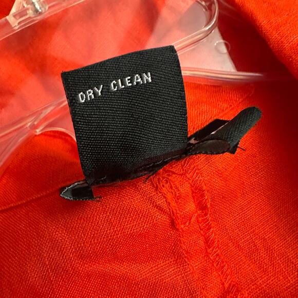 Sari I Womens Linen Top Size XL Orange Boho Artsy Vibrant Pintuck Statement - Picture 4 of 7